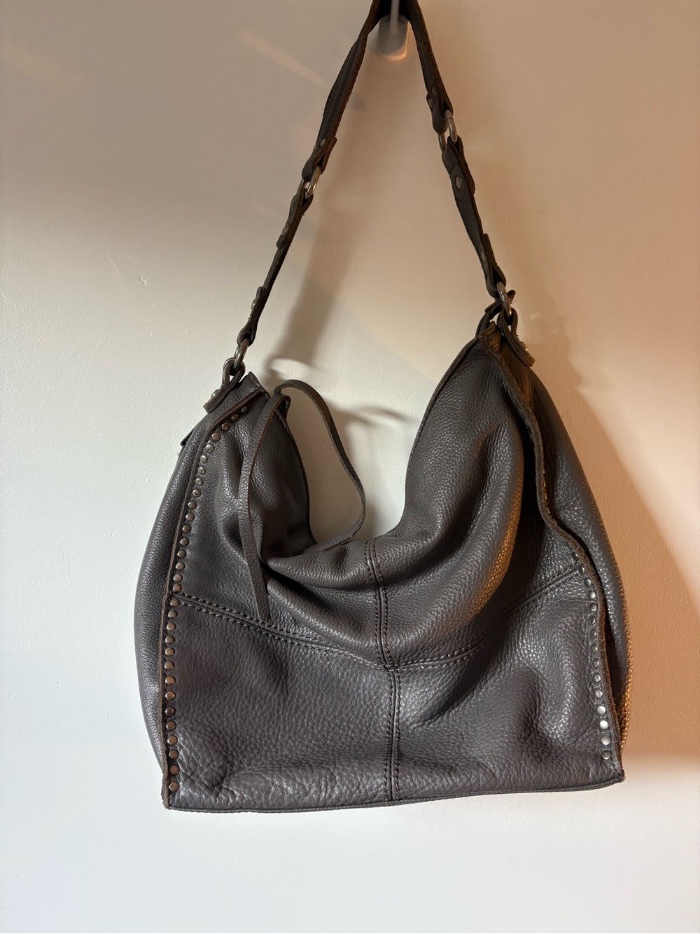 The Sak Dark Grey Studded Pebbled Leather Hobo